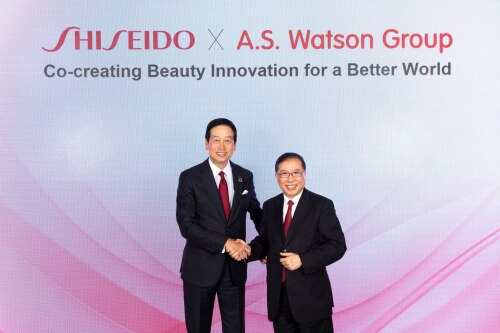 Masahiko Uotani, Representative Director, President and CEO of Shiseido Company, Limited (left) and Dominic Lai, Group Managing Director of AS Watson Group